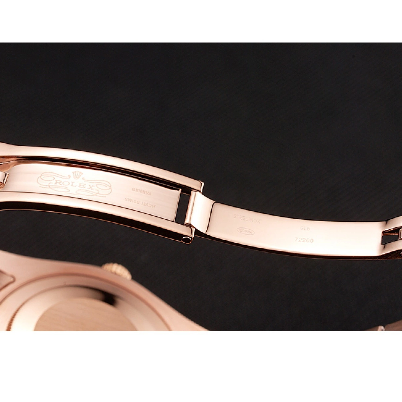 Aaa replica watch Bracelet Rolex 1454102 And Swiss Gold Rose Rubies Diamonds Dial Black Day-Date 0602